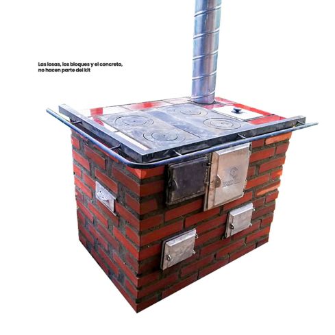 Kit Herraje Para Estufa Leña Completo Chimenea Con Gorro Induestufas