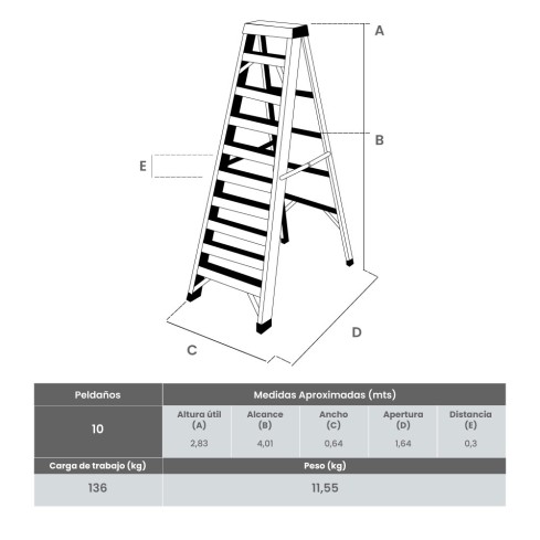 Escalera Tijera Industrial 10P S 10V