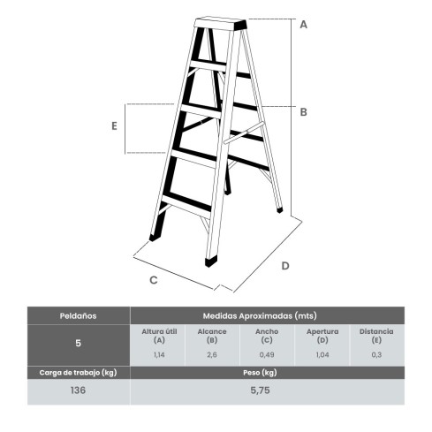 Escalera Tijera Industrial 5P S 10V