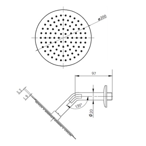 Regadera Redonda 6" 21St6000030 Lucca Cromo Brazo 15Cm Stretto