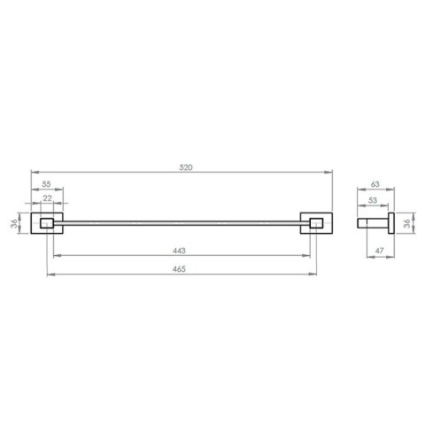 Toallero Barra 52Cm Rubo Negro Mate Rf:21Rb0002103 Stretto